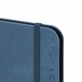 Ежедневник датированный 2026 А5 151х213мм BRAUBERG Note, под кожу, держатель для ручки, синий, 117517