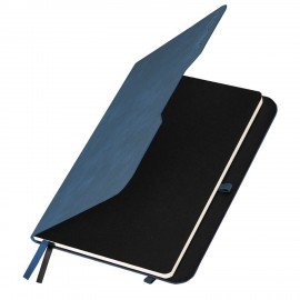 Ежедневник датированный 2026 А5 151х213мм BRAUBERG Note, под кожу, держатель для ручки, синий, 117517