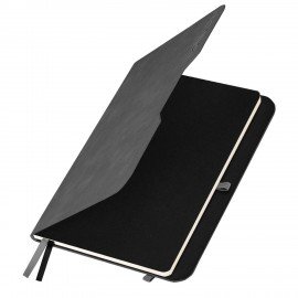 Ежедневник датированный 2026 А5 151х213мм BRAUBERG Note, под кожу, держатель для ручки, серый, 117519