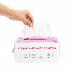 Салфетки косметические для лица и тела безворсовые 80шт, 20х20 см, диспенсер, LAIMA, 117545