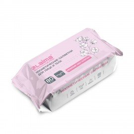 Салфетки косметические для лица и тела безворсовые 80шт, 20х20 см, диспенсер, LAIMA, 117545