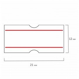 Этикет-лента 21*12мм прямоугольная, белая с красной полосой, КОМПЛЕКТ 10 рулонов по 1000 этикеток, 117546