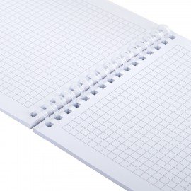 Блокнот А5 80л, BRAUBERG, силиконовый гребень, обложка пластик, клетка, серый, 117562