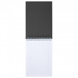 Блокнот А5 80л, BRAUBERG, силиконовый гребень, обложка пластик, клетка, серый, 117562