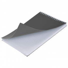 Блокнот А5 80л, BRAUBERG, силиконовый гребень, обложка пластик, клетка, серый, 117562