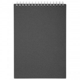 Блокнот А5 80л, BRAUBERG, силиконовый гребень, обложка пластик, клетка, серый, 117562