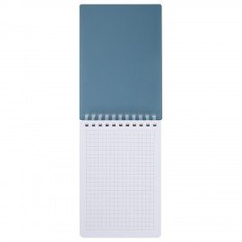Блокнот МАЛЫЙ ФОРМАТ А6 60л, BRAUBERG, силиконовый гребень, обложка пластик, клетка, синий, 117565