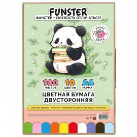 Цветная бумага А4 ТОНИРОВАННАЯ В МАССЕ, 100 листов 10цв, короб, 80г/м2, BRAUBERG, 210х297мм, 117617