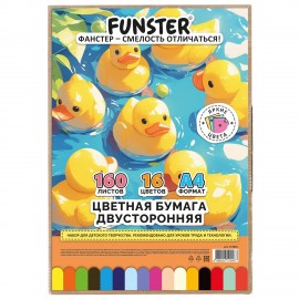 Цветная бумага А4 ТОНИРОВАННАЯ В МАССЕ, 160 листов 16цв, короб, 80г/м2, BRAUBERG, 210х297мм, 117618