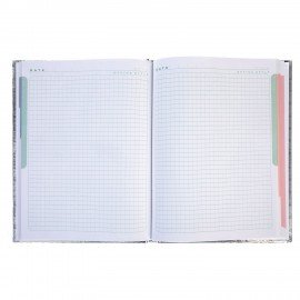 Блокнот А5 167х216мм, 80л, твёрдый, бумвинил METALLIC, клетка, блок 5цв, HATBER, сере, 80ББ5В1