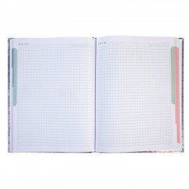 Блокнот А5 167х216мм, 80л, твёрдый, бумвинил METALLIC, клетка, блок 5цв, HATBER, золо, 80ББ5В1