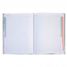 Блокнот А5 167х216мм, 80л, твёрдый, бумвинил METALLIC, клетка, блок 5цв, HATBER, черн, 80ББ5В1