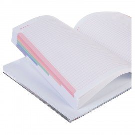 Блокнот А5 167х216мм, 80л, твёрдый, бумвинил METALLIC, клетка, блок 5цв, HATBER, черн, 80ББ5В1