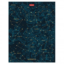 Блокнот А5 167х216мм, 80л, твёрдый, клетка, матовая лам., блок 5цв, HATBER, Яркие созвездия, 085257, 80ББ5лофВ130979