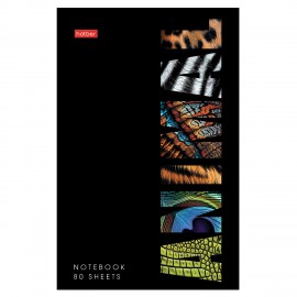 Блокнот А5 80л, на скобе, картон, клетка, глянцевая ламинация, HATBER, Animals print, 086090, 80Б5лВ1_31343