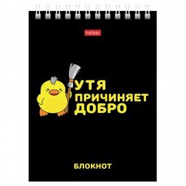 Блокнот МАЛЫЙ ФОРМАТ А6 40л, гребень, картон, клетка, HATBER, УтяКря, 079618, 40Б6В1гр