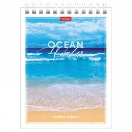 Блокнот МАЛЫЙ ФОРМАТ А6 40л, гребень, картон, клетка, HATBER, Аквалайф, 080473, 40Б6В1гр