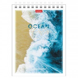 Блокнот МАЛЫЙ ФОРМАТ А6 40л, гребень, картон, клетка, HATBER, Аквалайф, 080473, 40Б6В1гр