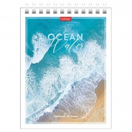 Блокнот МАЛЫЙ ФОРМАТ А6 40л, гребень, картон, клетка, HATBER, Аквалайф, 080473, 40Б6В1гр