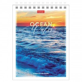 Блокнот МАЛЫЙ ФОРМАТ А6 40л, гребень, картон, клетка, HATBER, Аквалайф, 080473, 40Б6В1гр