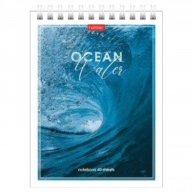 Блокнот МАЛЫЙ ФОРМАТ А6 40л, гребень, картон, клетка, HATBER, Аквалайф, 080473, 40Б6В1гр