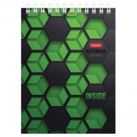 Блокнот МАЛЫЙ ФОРМАТ А6 40л, гребень, картон, клетка, HATBER, INSIDE, 080475, 40Б6В1гр