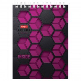 Блокнот МАЛЫЙ ФОРМАТ А6 40л, гребень, картон, клетка, HATBER, INSIDE, 080475, 40Б6В1гр