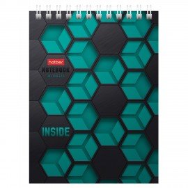 Блокнот МАЛЫЙ ФОРМАТ А6 40л, гребень, картон, клетка, HATBER, INSIDE, 080475, 40Б6В1гр