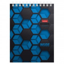 Блокнот МАЛЫЙ ФОРМАТ А6 40л, гребень, картон, клетка, HATBER, INSIDE, 080475, 40Б6В1гр