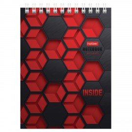 Блокнот МАЛЫЙ ФОРМАТ А6 40л, гребень, картон, клетка, HATBER, INSIDE, 080475, 40Б6В1гр