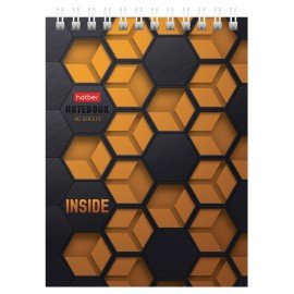 Блокнот МАЛЫЙ ФОРМАТ А6 40л, гребень, картон, клетка, HATBER, INSIDE, 080475, 40Б6В1гр