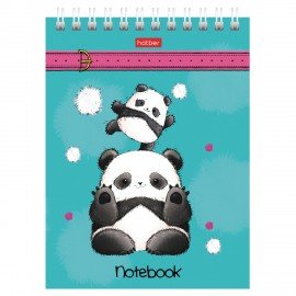 Блокнот МАЛЫЙ ФОРМАТ А6 60л, гребень, картон, клетка, HATBER, Плюшевые панды, 088304, 60Б6В1гр