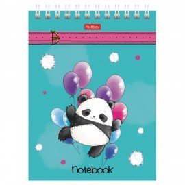 Блокнот МАЛЫЙ ФОРМАТ А6 60л, гребень, картон, клетка, HATBER, Плюшевые панды, 088304, 60Б6В1гр