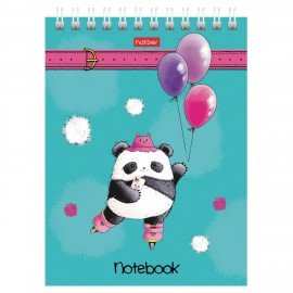 Блокнот МАЛЫЙ ФОРМАТ А6 60л, гребень, картон, клетка, HATBER, Плюшевые панды, 088304, 60Б6В1гр