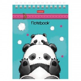 Блокнот МАЛЫЙ ФОРМАТ А6 60л, гребень, картон, клетка, HATBER, Плюшевые панды, 088304, 60Б6В1гр
