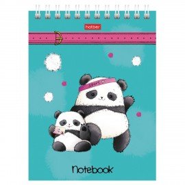 Блокнот МАЛЫЙ ФОРМАТ А6 60л, гребень, картон, клетка, HATBER, Плюшевые панды, 088304, 60Б6В1гр