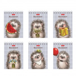 Блокнот МАЛЫЙ ФОРМАТ А7 40л, гребень, картон, клетка, HATBER, Хорошо быть ёжиком, 081183, 40Б7В1гр