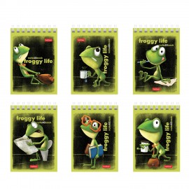 Блокнот МАЛЫЙ ФОРМАТ А7 40л, гребень, картон, клетка, HATBER, Лягух Кир, 081184, 40Б7В1гр