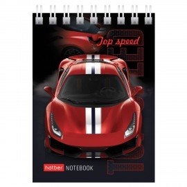 Блокнот МАЛЫЙ ФОРМАТ А7 60л, гребень, картон, клетка, HATBER, АвтоШоу, 066626, 60Б7В1гр