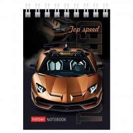 Блокнот МАЛЫЙ ФОРМАТ А7 60л, гребень, картон, клетка, HATBER, АвтоШоу, 066626, 60Б7В1гр