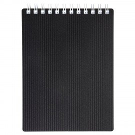 Блокнот МАЛЫЙ ФОРМАТ А7 80л, гребень, обложка пластик VELVET, клетка, HATBER, черный, 081561, 80Б7В1гр_01601
