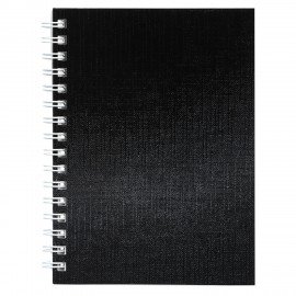 Блокнот МАЛЫЙ ФОРМАТ А6 80л, гребень, бумвинил METALLIC, клетка, HATBER, черный, 086310, 80ЗК6бвВ1гр