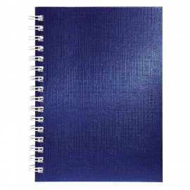 Блокнот МАЛЫЙ ФОРМАТ А6 80л, гребень, бумвинил METALLIC, клетка, HATBER, синий, 086311, 80ЗК6бвВ1гр