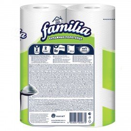 Полотенца бумажные двухслойные, 2 рулона (2 х 9,6 метра), FAMILIA "Радуга", отрыв 1/2, 5070609