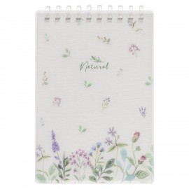 Блокнот МАЛЫЙ ФОРМАТ А6 80л, мягкий гребень, пластик, фольга, клетка, HATBER, NATURAL FLOWERS,090108, 80Б6A1мс_33479