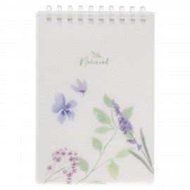 Блокнот МАЛЫЙ ФОРМАТ А6 80л, мягкий гребень, пластик, фольга, клетка, HATBER, BLUE FLOWERS, 090245, 80Б6A1мс_33478