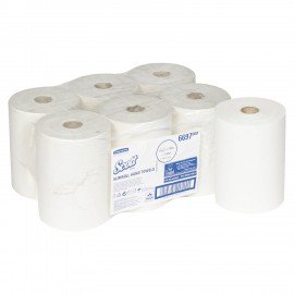 Полотенца бумажные рулонные KIMBERLY-CLARK Scott, КОМПЛЕКТ 6шт, Slimroll, 190м, белые, арт. 6697