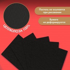 Бумага для пастели ФАКТУРНАЯ А3 в папке, 15 листов, ЧЕРНАЯ, 270 г/м2, BRAUBERG ART, К, 117758