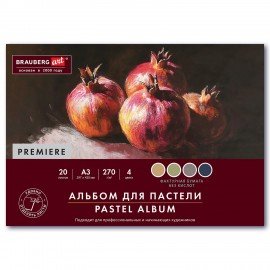 Бумага для пастели ФАКТУРНАЯ А3, планшет (склейка), 20л. 4 цвета, 270 г/м2, BRAUBERG, 117762
