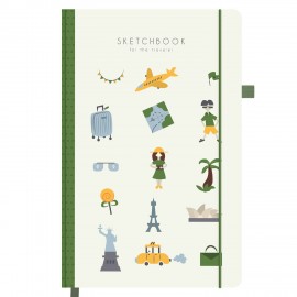 Скетчбук, слоновая кость 140 г/м2, 130х210 мм, 80 л., софт-тач, резинка, BRAUBERG ART CLASSIC, "For the traveler", 117775